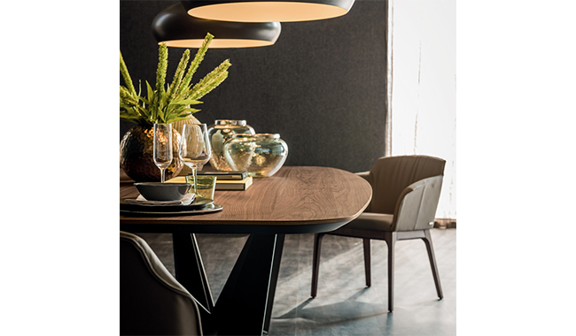 Cattelan Skorpio Wood Dining Table Rectangular Rounded