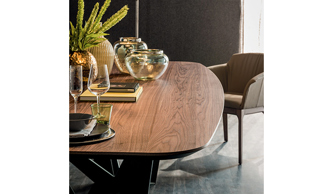 Cattelan Skorpio Wood Dining Table Rectangular Rounded